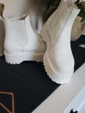 Dr. Martens White Platform Chelsea Boots